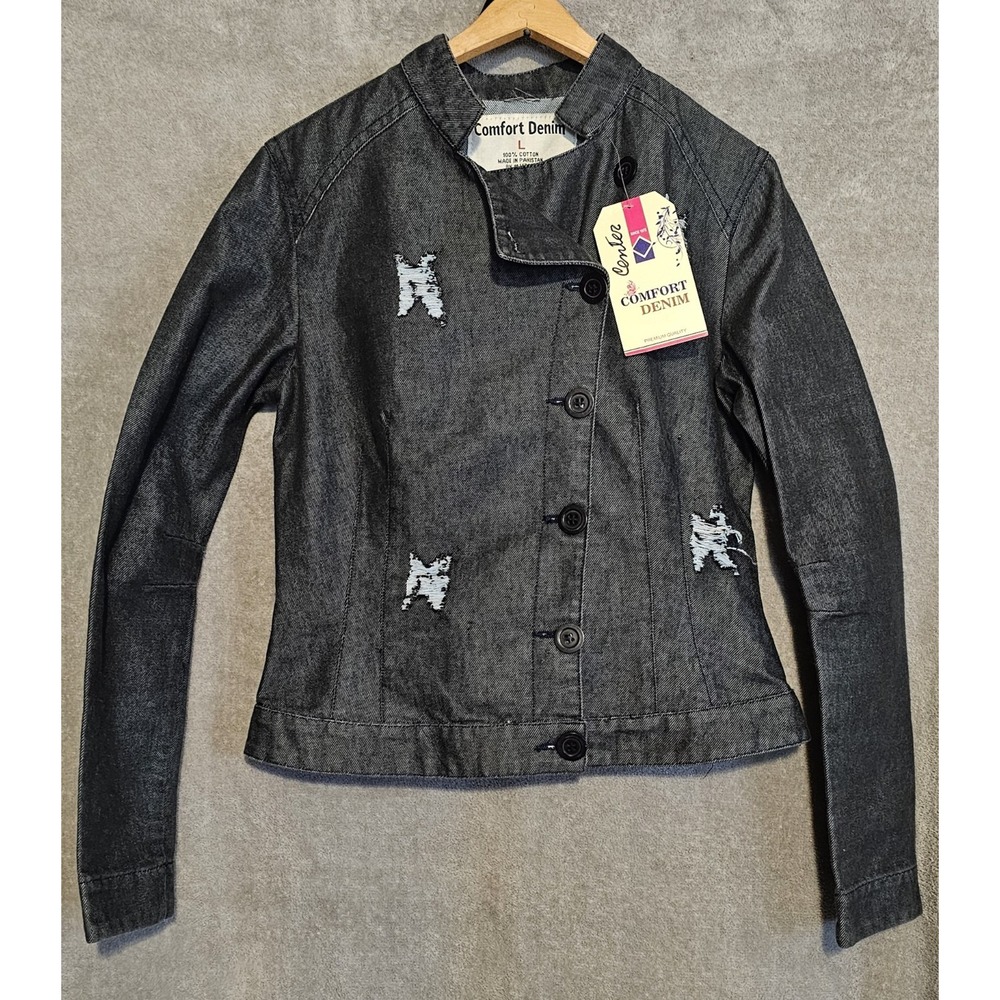 Comfort Denim Women's Denim Button Up Jacket L NWT!